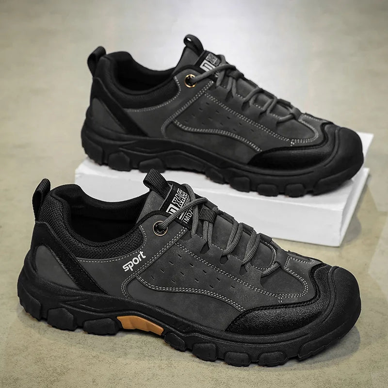 Men's Hiking Camping Shoe Waterproof Leather Upper Non Slip Hiking Boots Outdoor Durable Non Slip Sole Sports Shoes Large Size