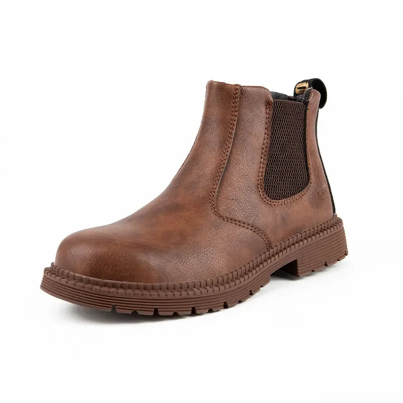Mens Work Boots 2025 Fashion Outdoor Leather Steel Toe Indestructible Shoes Men Anti Slip Puncture Proof Safety Shoes Boot Man