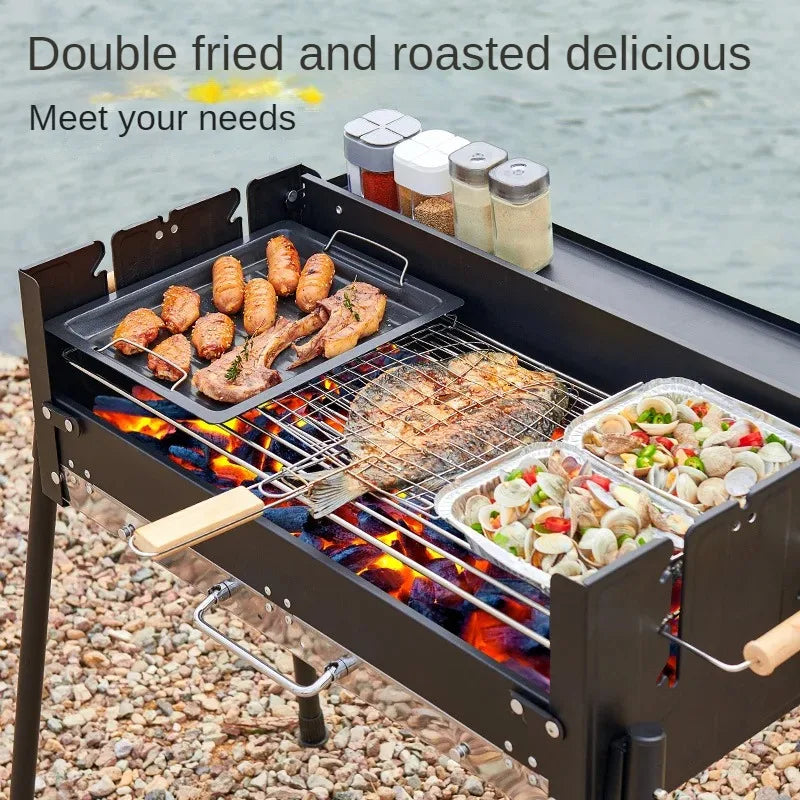 Household BBQ Grill, Outdoor Smokeless Charcoal Barbecue Oven, Portable Courtyard BBQ Tools