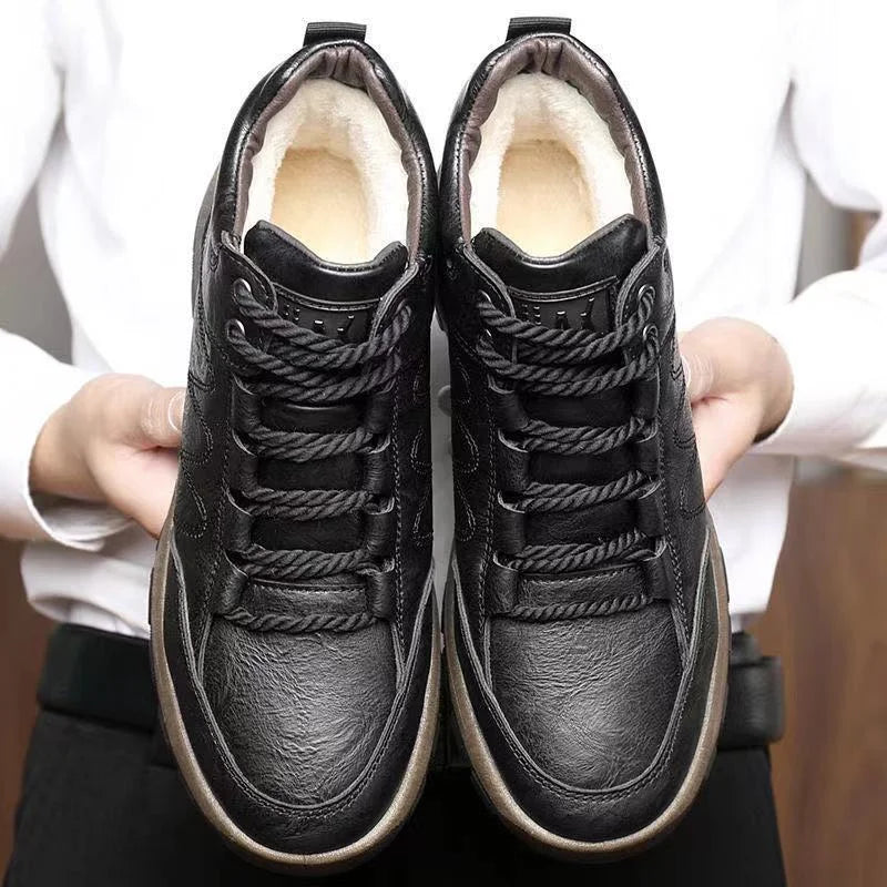 Men’s Winter Sneakers High Top Leather Lined Hiking Casual Sports Shoes