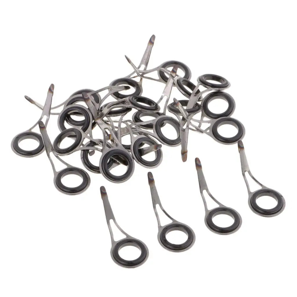 25pcs Sturdy Fishing Rod Guides Single Leg Rod Eye  DIY Rod Building Part Stainless Steel Frame and Ceramic