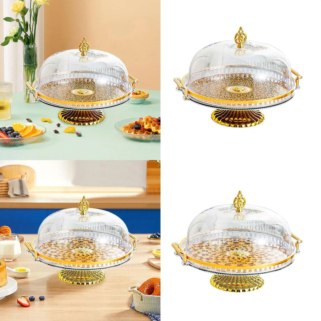 Decorative Kitchen Platter with Lid Cupcake Candy Display Tray Multifunctional Salad Bowl Cake Stand for Candy Cupcake Muffins
