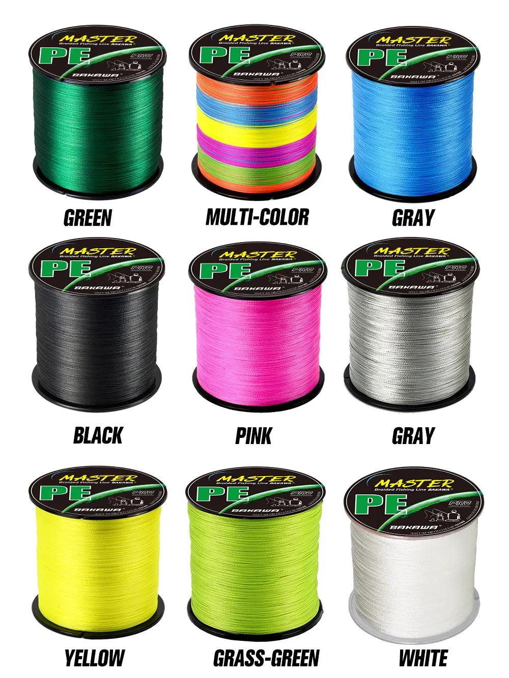 BAKAWA Braided Fishing Line 4 Strands 300M 500M 1000M Multifilament PE Fishing Line 10LB-85LB Strong Japan Cord For Carp Fishing