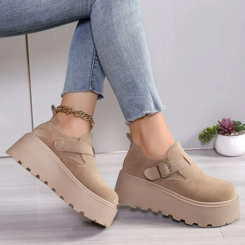 Women's Shoes Retro Suede Casual Shoe Fashion Platform Shoes Designer Womens Shoes Platform Vulcanized Footwear Zapatos De Mujer