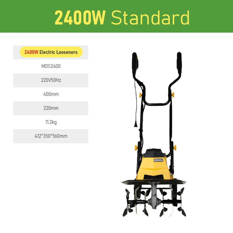 Electric Tiller Cultivator - Heavy Duty Garden Rototiller with Adjustable Tines for Soil Cultivation, Weeding & Small Farm/Lawn