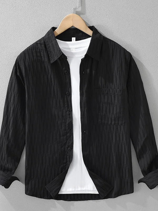 Light Feel Ice Silk High Density Embroidery Bubble Cloth Summer Men's Thin Shirt Style Flip Collar Jacket Sun Protection Clot...