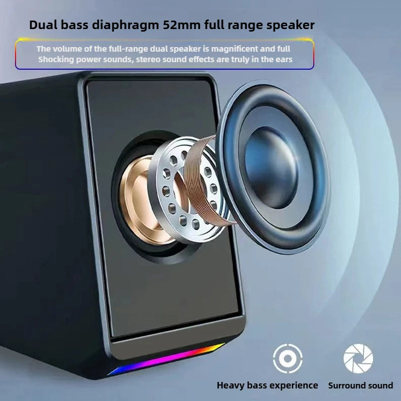 Mini Multimedia Computer Stereo Speakers LED Light TS38 Wired Gaming Sound Box with Subwoofer for Desktop Notebook TV Projector