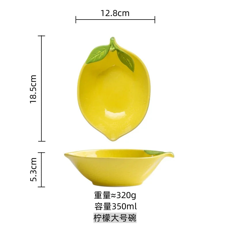 Cartoon Lemon Shaped Ceramic Sauce Dish Tableware Creative Fruit Sushi Dessert Cake Plates High Aesthetic Breakfast Dishes