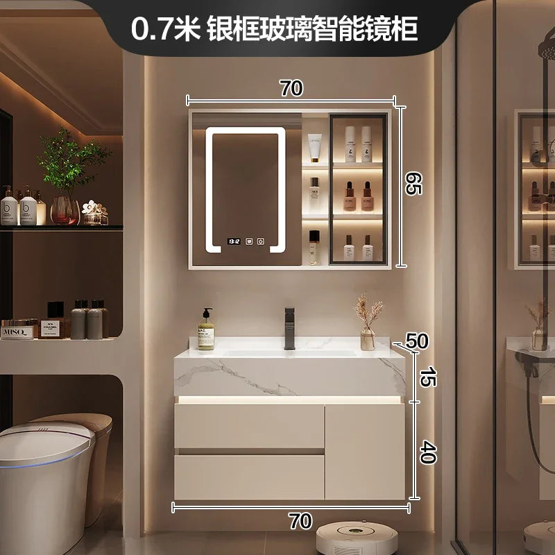 Partitions Storage Bathroom Cabinet Organizer Mirror Wall Shelves Accessories Toilet Cupboard Luxury Gabinete Home Furniture