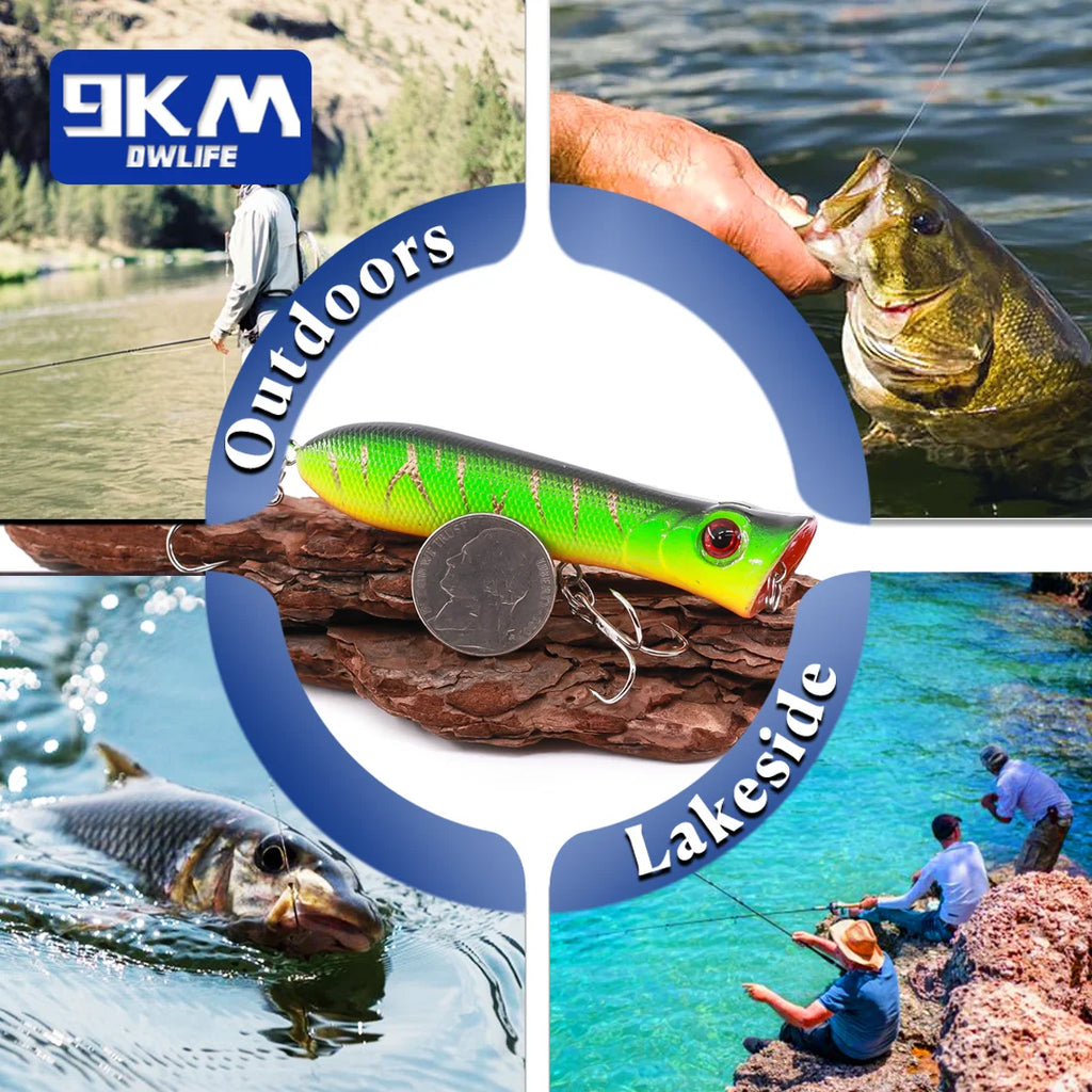 8cm 12g Topwater Popper Fishing Lure Saltwater Surface Casting Bait Freshwater Bass Trout Catfish Striper Tuna Large Predator