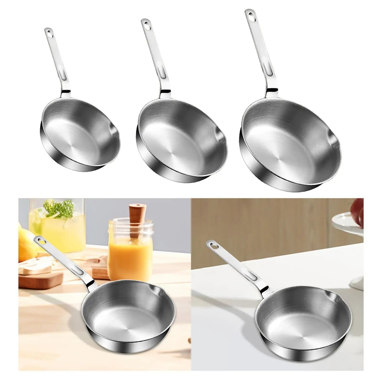 Stainless Steel Frying Pan Cooking Eggs Sandwich Butter Melting Pot for Home Kitchen Induction Cooker All Stovetops Stoves