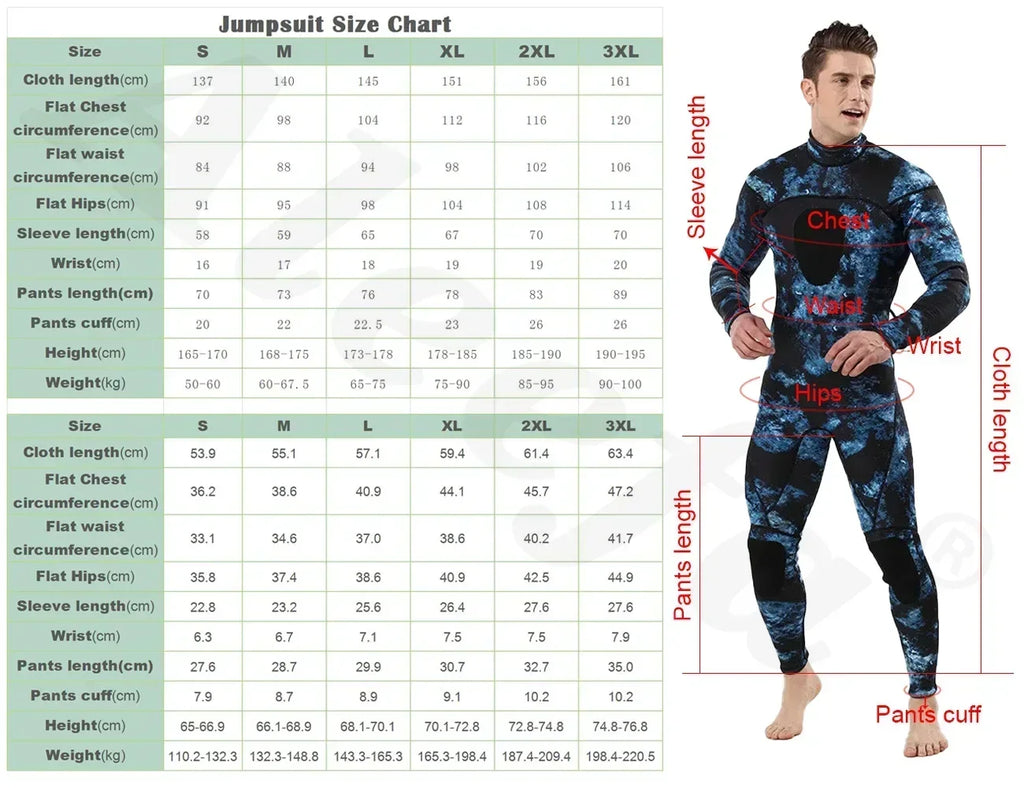 Mens Spearfishing Wetsuit 3mm Camouflage Neoprene One-piece Diving Suit for Scuba FreeDiving Jumpsuit Cold Water Swimsuit