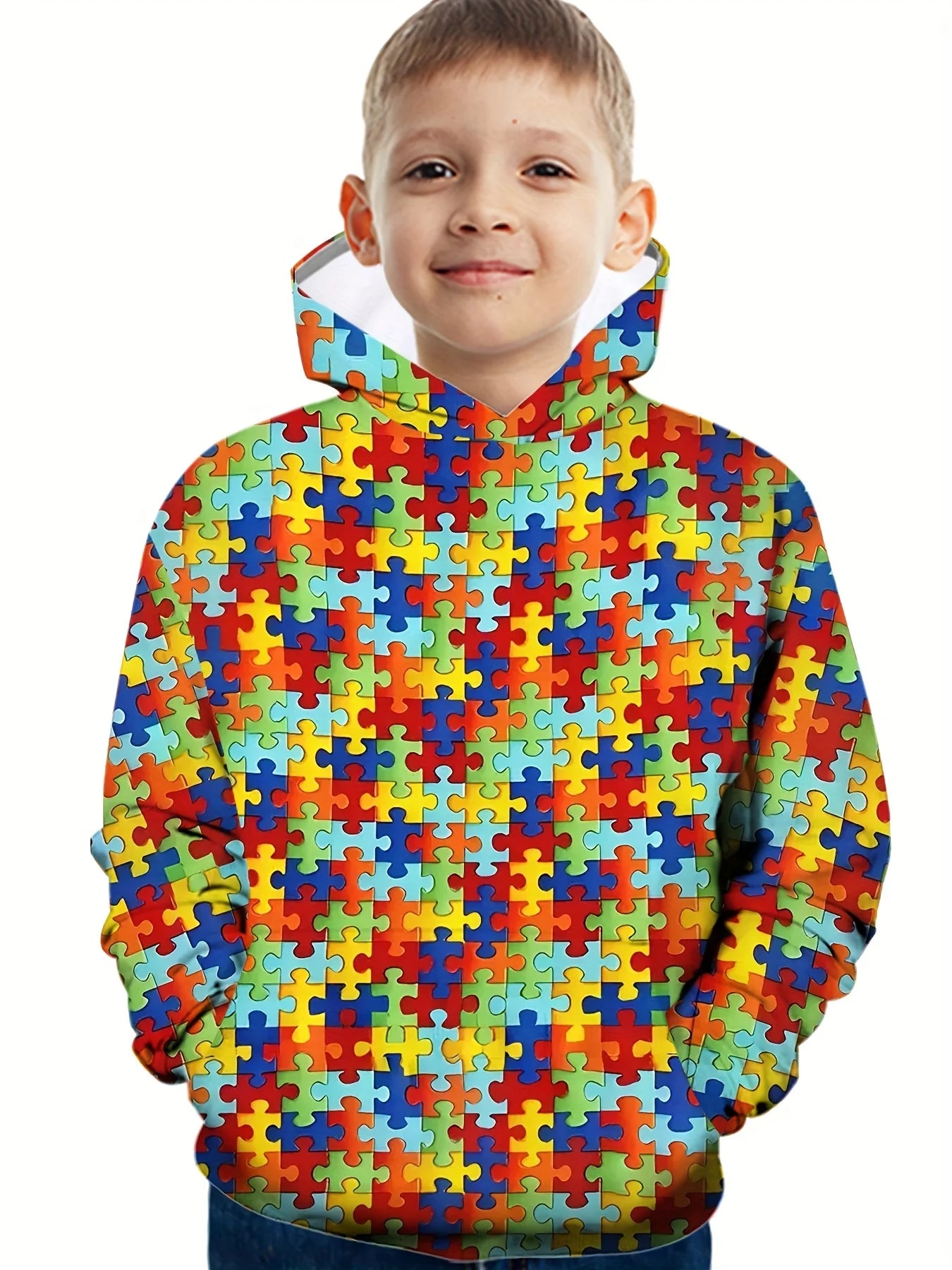 Kids Clothes Boy Hoodies Girl Clothes Long Sleeve Building Block Print Casual Kids Summer Autumn Clothes Top Children's Clothing