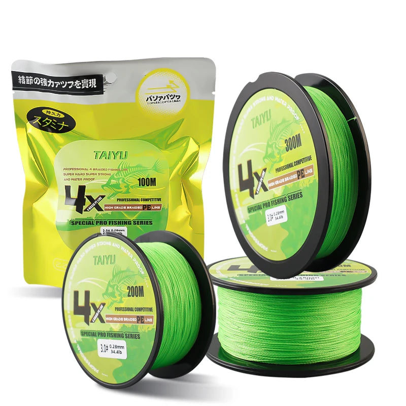 TAIYU 4 Strands 200M PE Braided Fishing Line 19LB-70LB Japan Durable Multifilament Fishing Line Super Smooth Carp Fishing Line