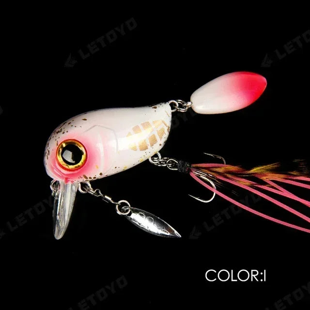 Topwater Crankbaits 8g Fishing Lures with Spinner Wobblers Rotating Glitter Artificial Hard Baits Freshwater Bass Lures Tackle