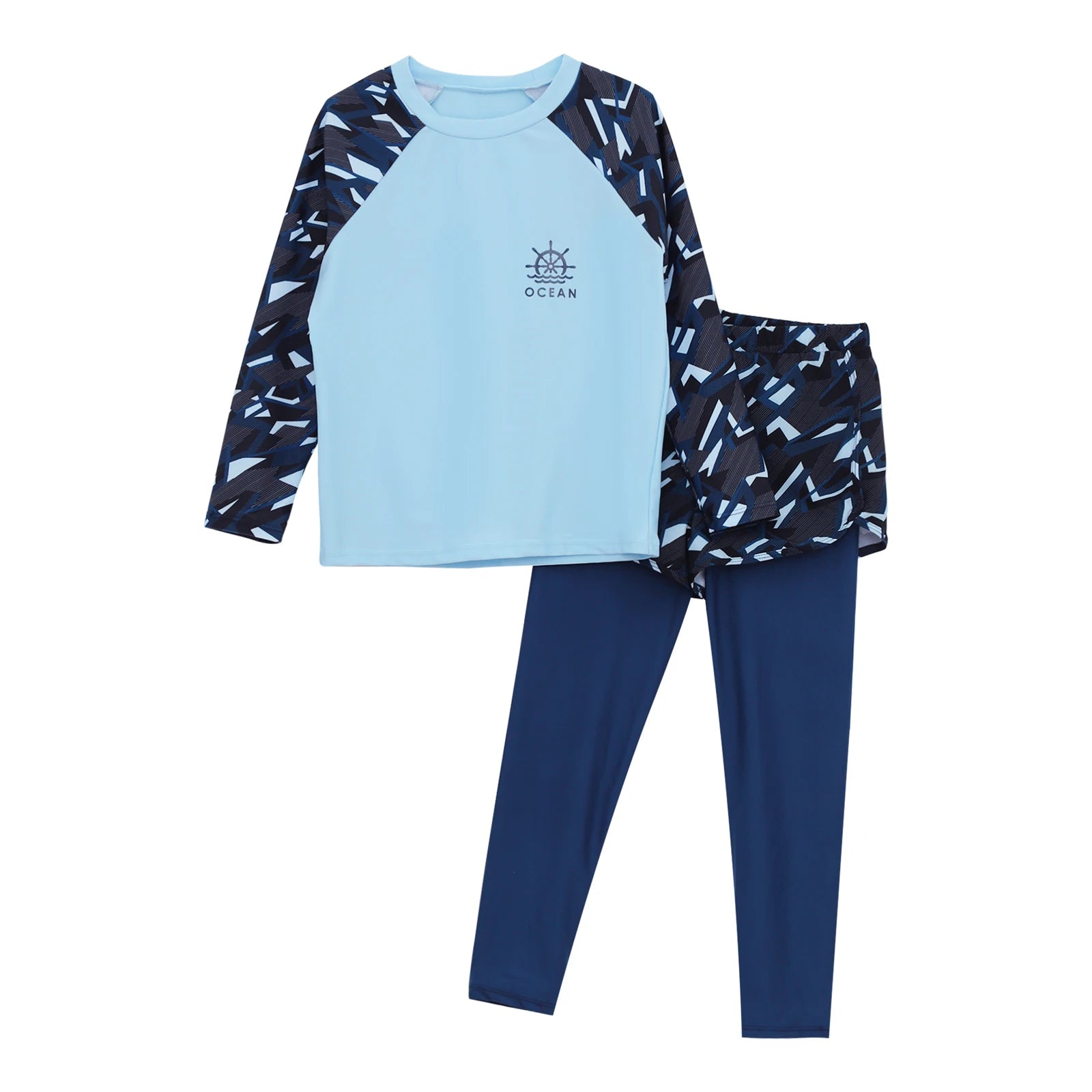 Boys Two Piece Swimsuits Bathing Suit Rash Guard Kids Child Long Sleeves Swim Shirts with Pants Swimwear Sets UPF 50+ Rash Guard