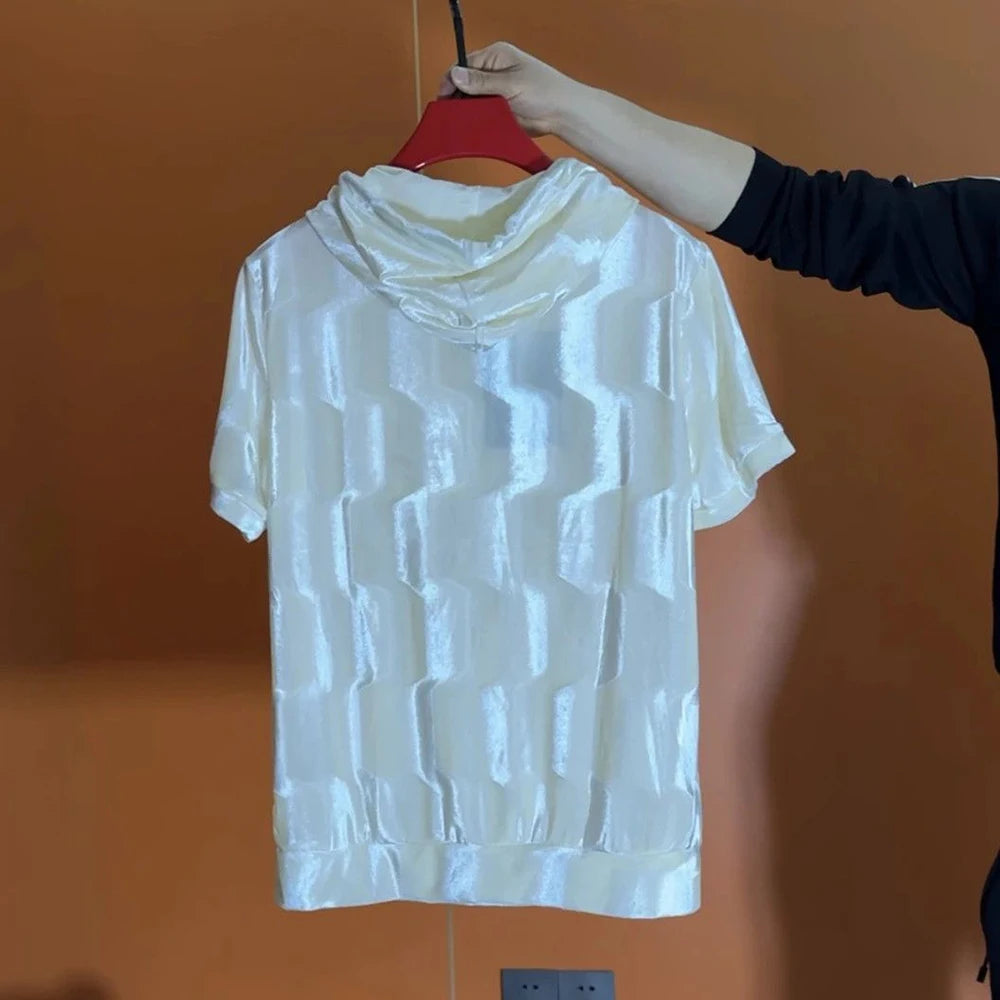 Mens T Shirt Soft Smooth Hooded T Shirt Summer Streetwear Fashion Breath Versatile Trendy Short Sleeved Top Men'S Clothing 2026