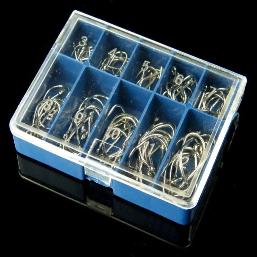 100PCS #3-#12 Fishhook Barbed Hooks Silver Black Gold High Carbon Steel Freshwater Fishing Hooks Sharp Jigging Carp Fishhooks