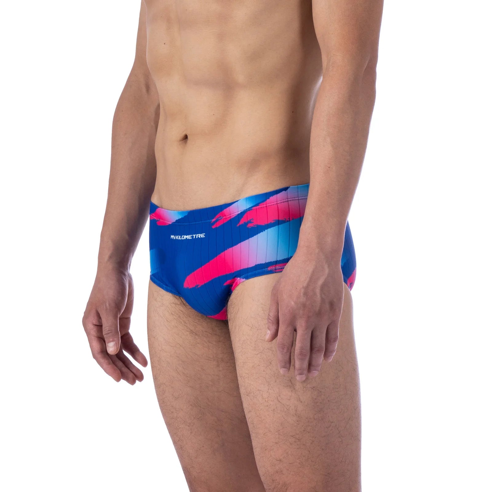 Men Ployester Print Swimsuit Swim Brief with Adjustable Drawstring Mens Bathers Training Competition Racing Briefs MY KILOMETRE
