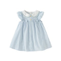Dave Bella Girl's Princess Dress 2025 New Summer Children's Baby Sleeveless Cute Sweet Blue Fashion Casual DB2240415