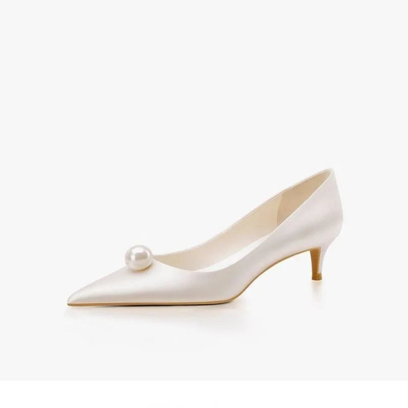 Low-heeled Wedding Shoes for Women 2026 Spring New Slim and Non-tiring Shoes