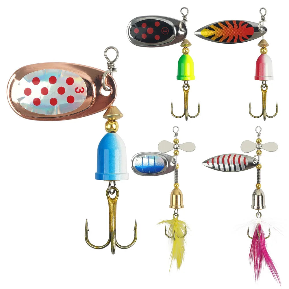 5/10/20Pcs Spinner bait Bass Fishing Lures Spinnerbaits Spoon Lures Feather treble hooks for Trout Salmon Metal Spinner Lure