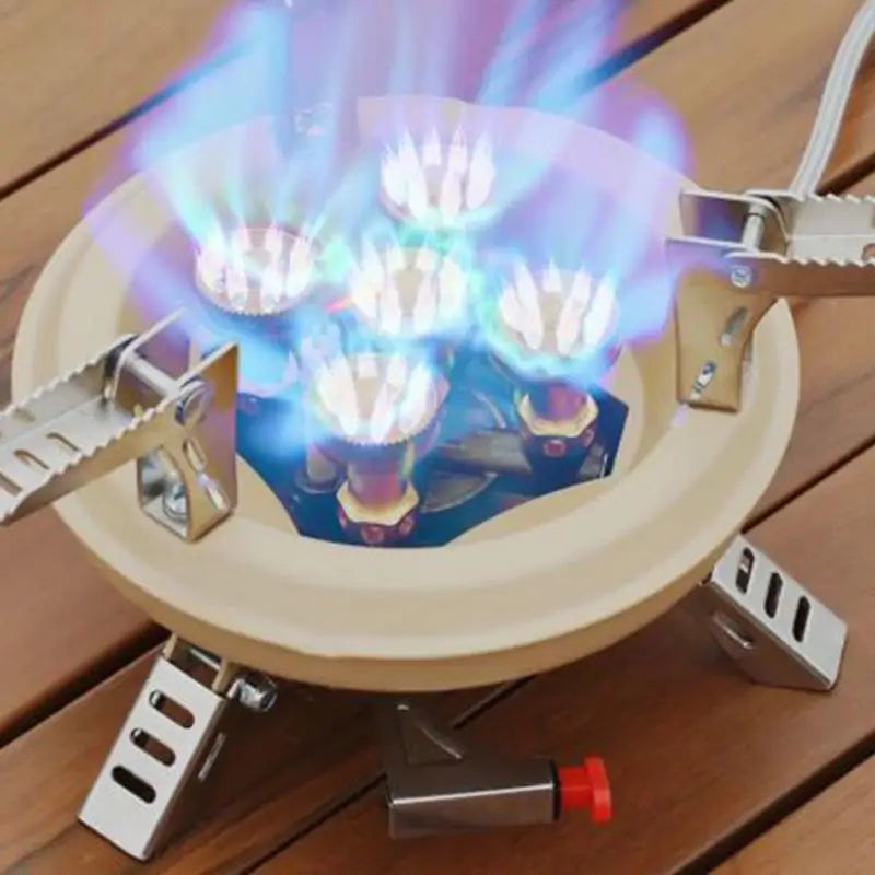 16000W Camping Gas Burner Mini Camp Stove Portable 5-Core Strong Power Gas Stoves Tourist Picnic Furnace BRS-201 For Camping