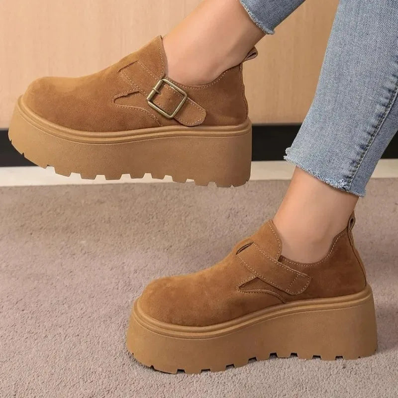 Women's Shoes Retro Suede Casual Shoe Fashion Platform Shoes Designer Womens Shoes Platform Vulcanized Footwear Zapatos De Mujer