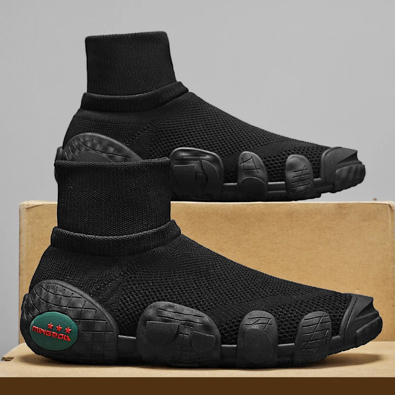 Outdoor Men Short Boots Designer Soft Casual Sneakers Breathbale Mens Socks Shoes Slip-On Flat Lightweight Walking Sport Shoes