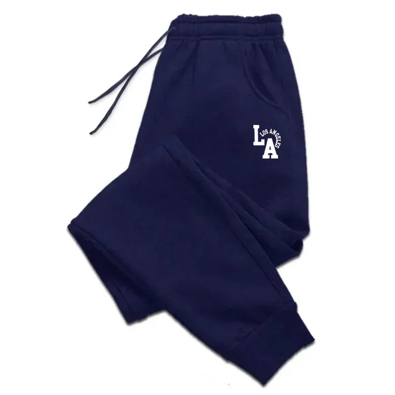 Mens Casual Pants LA Print Sweatpants Men Running Jogger Sports Gym Trousers Fashion Solid Color Workout Long Pants