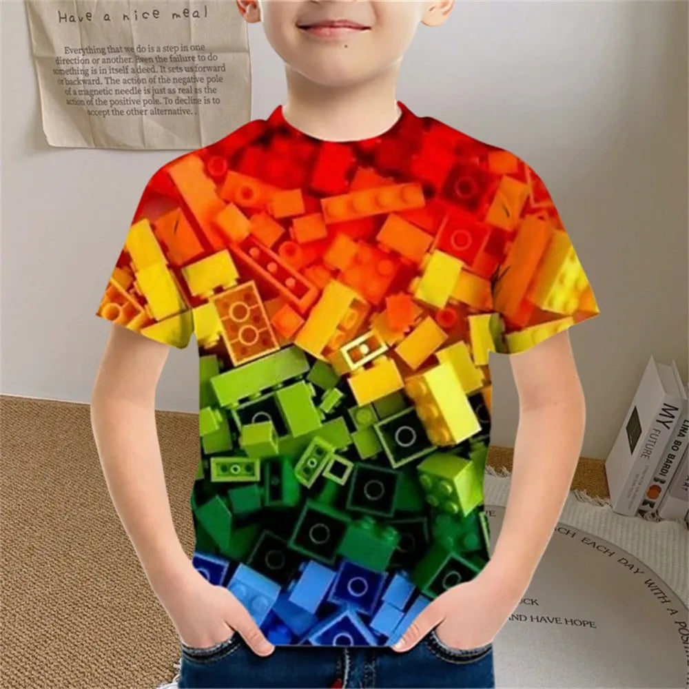 Kids Clothes Colored Particles T-Shirt Boy Girls Children Clothing for Boys Child Top Summer Short Sleeve Casual T-Shirt 7 to 10