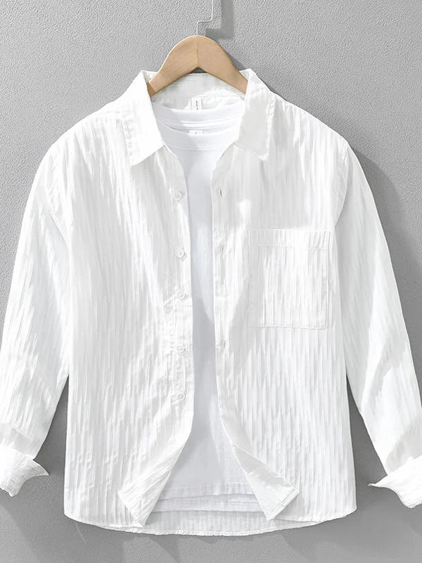 Light Feel Ice Silk High Density Embroidery Bubble Cloth Summer Men's Thin Shirt Style Flip Collar Jacket Sun Protection Clot...
