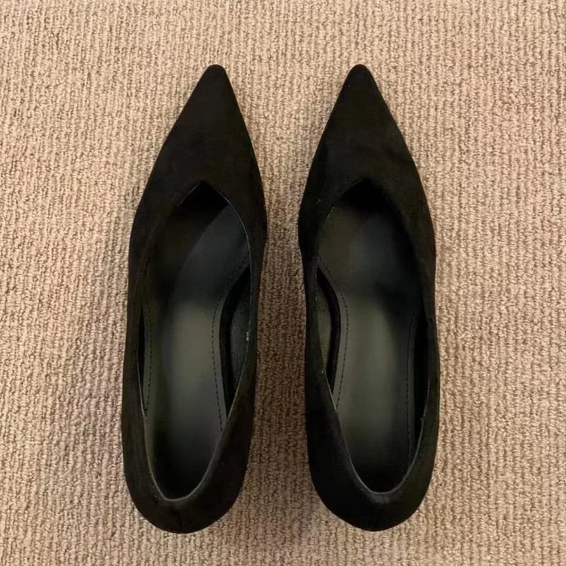 High Heeled Single Shoes Women's 2026 Spring and  Autumn New Wedge Temperament Pointed Toe Single Shoes