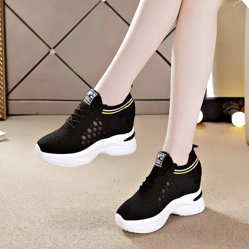 Shoes for Women The New Fashion White Sport  Summer  Casual Breathable Hollow Out Platform Sneakers Comfortable High Heels
