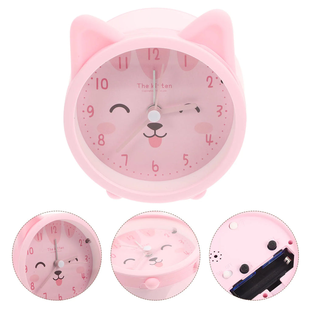 Cute Cartoon Cat Alarm Clock Silicone Night Light Silent Table Clock Kids Bedroom Desktop Decorative Home Accessory Gift Ear