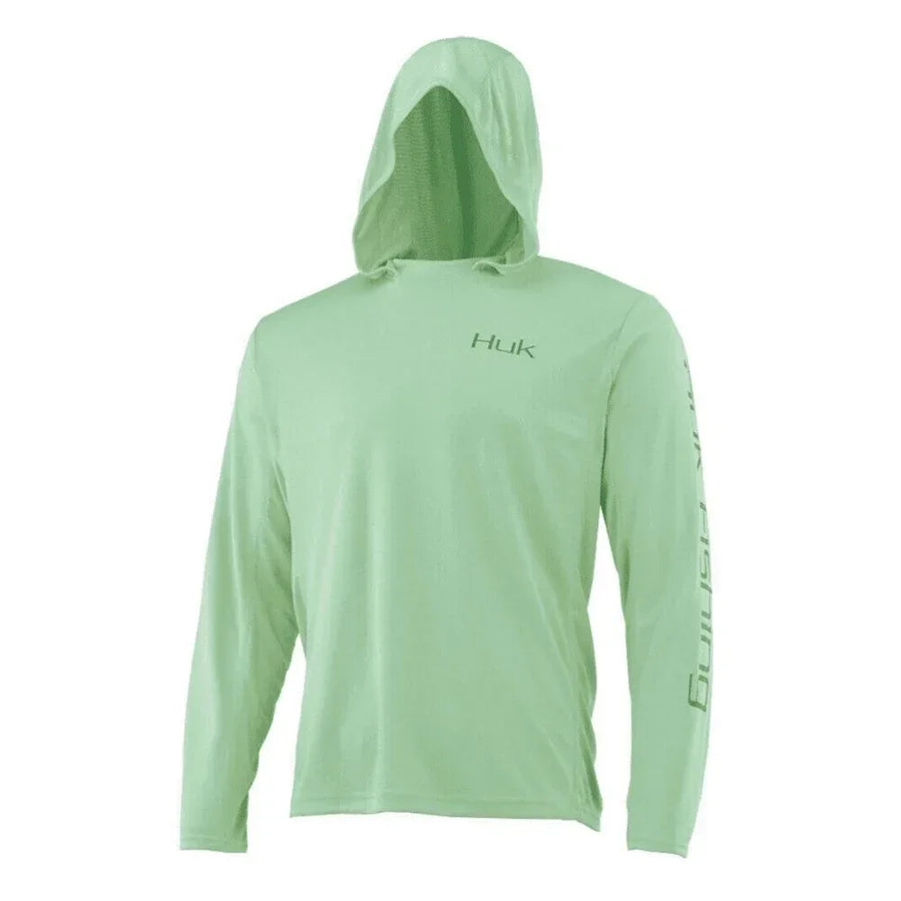 Huk Fishing Apparel Clothing Men Long Sleeve Fishing T-shirt Sun Protection Uv Breathable Hooded Angling Camisa De Pesca