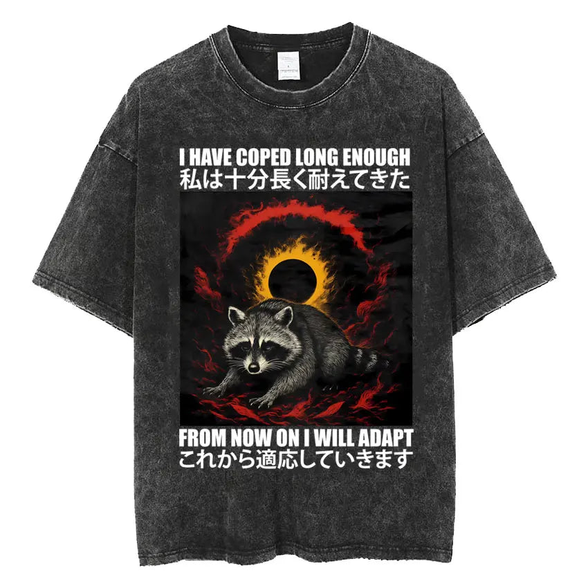 Mens Clothes Vintage Washed The Harbinger of Awkward Situations Weirdcore Japanese Funny Short Sleeved Round Neck Y2k Tshirt