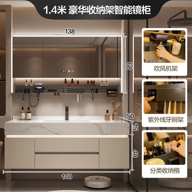 Partitions Storage Bathroom Cabinet Organizer Mirror Wall Shelves Accessories Toilet Cupboard Luxury Gabinete Home Furniture