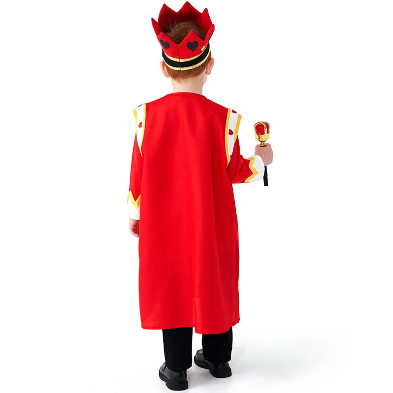 Kids Clothing Set Red Poker Pattern Halloween Dress Up Boy's King of Hearts Costume