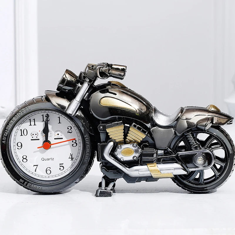 Vintage Alarm Clock Motorcycle Model Creative Desktop Clock Funny Multi-Purpose Bedside Office Clock Home Desktop Decoration