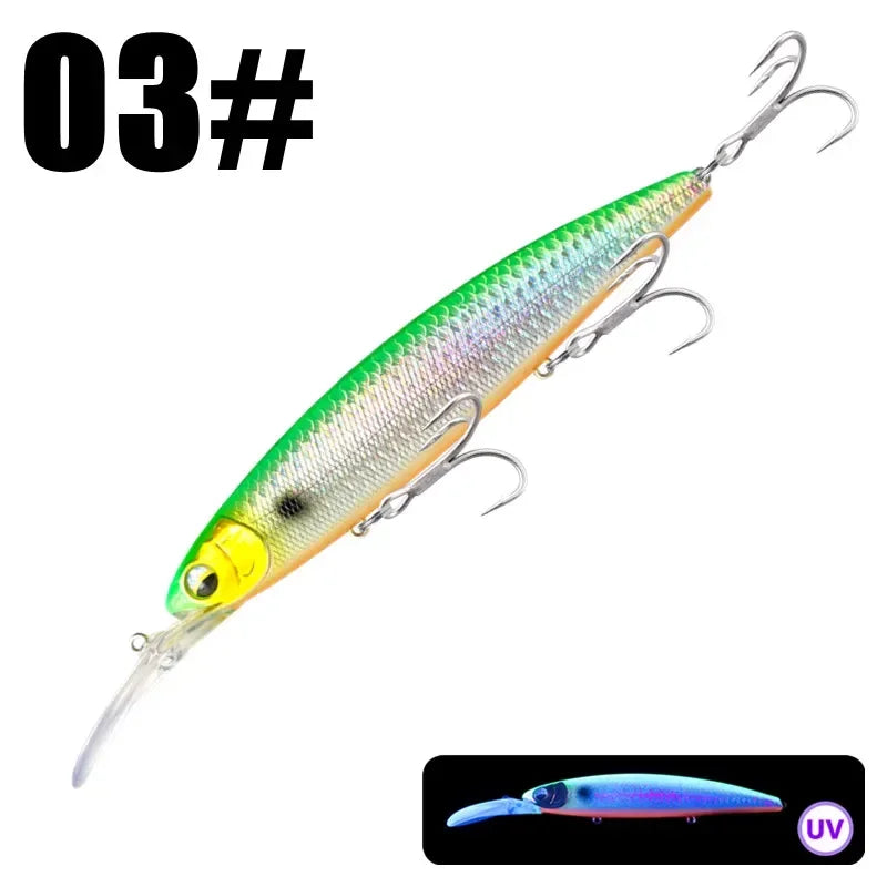 Ultra Long Casting Floating Wobbler Minnow Hard Bait 128mm 29g Flounder Sea Bass Saltwater Sea Fishing Lure Depth 0.8-5m