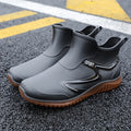 Men's Short Rain Boots Anti-slip Work Rubber Shoes Soft Bottom Fishing Boots Waterproof Hunting Water Shoes Fashionable Round...