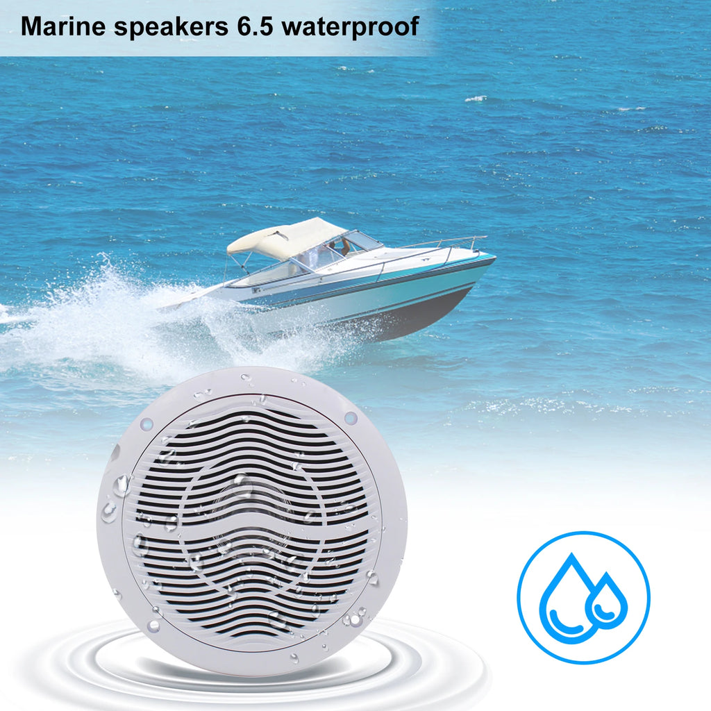 Herdio 6.5 Inch Marine Speaker 120W 2-Way Waterproof And Weather Resistant Outdoor Stereo Boat Speakers Perfect For ATV UTV