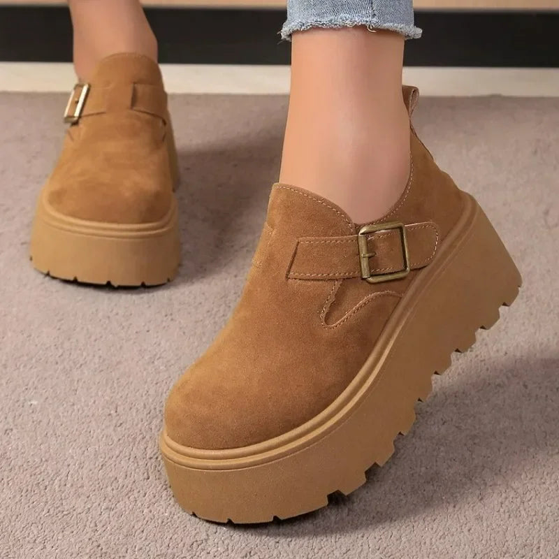 Women's Shoes Retro Suede Casual Shoe Fashion Platform Shoes Designer Womens Shoes Platform Vulcanized Footwear Zapatos De Mujer