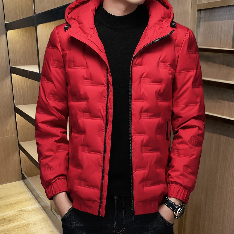 Mens Outdoor Winter Fishing Clothing Warm Cotton-padded Jacket Lightweight Down Jacket Short Hooded Casual Style Men Winter Down