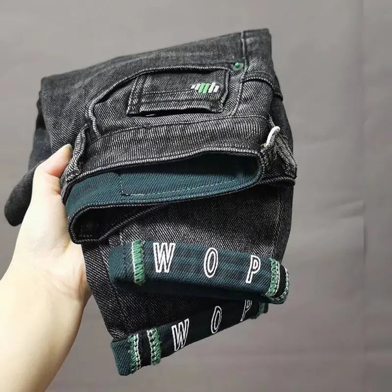 Men's Straight Leg Jeans Small Footwear Wear Resistant Casual Trousers Cotton Elastic Denim mid Waist Zipper Fashionable Yout...