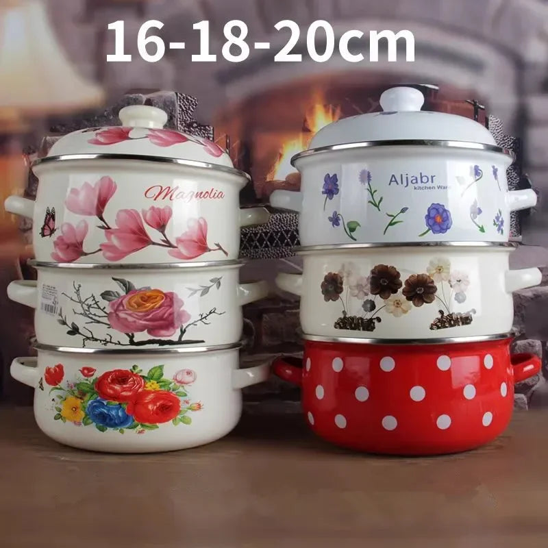 Enameled Pots and Pans Baby Complementary Food Bowl Cooking Pasta Pot Fruit Salad Bowl Induction Cooker Gas Universal Hot Pots A