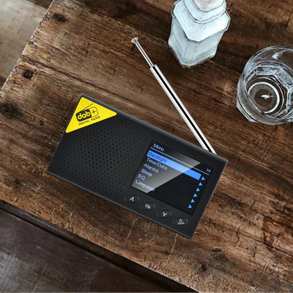 2.4 inch Digital Radio Bluetooth 5.0 Portable Stereo Receiver DAB FM Broadcast Player Wireless Audio Device for Home and Office