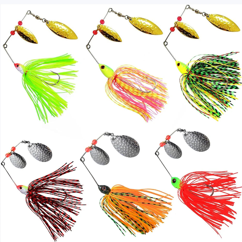 6pcs Spinnerbait Fishing Lures Buzzbait Spinners Baits Kit Swimbait Jigs for Bass Pike Trout Salmon Freshwater Saltwater Fishing