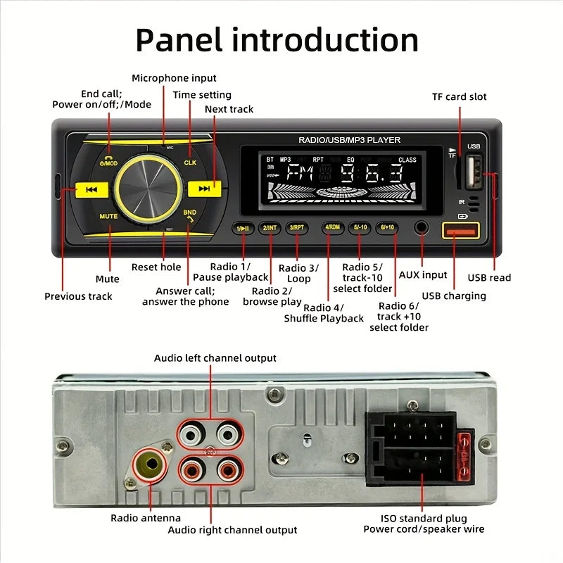 [Car Stereo with Voice Control] Single DIN Car Stereo | Voice Control, FM Radio, MP3 Player, USB & AUX Port, Audio Recording